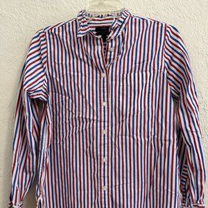J. Crew red, white, blue stripe button down size 4